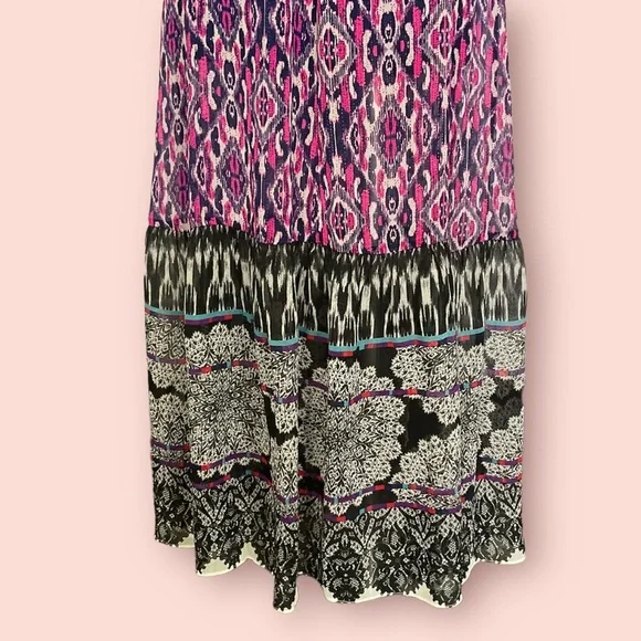 Express Colorful Mixed Print Ikat Semi Sheer Lined Maxi Dress Size XS Sleeveless - Picture 5 of 5